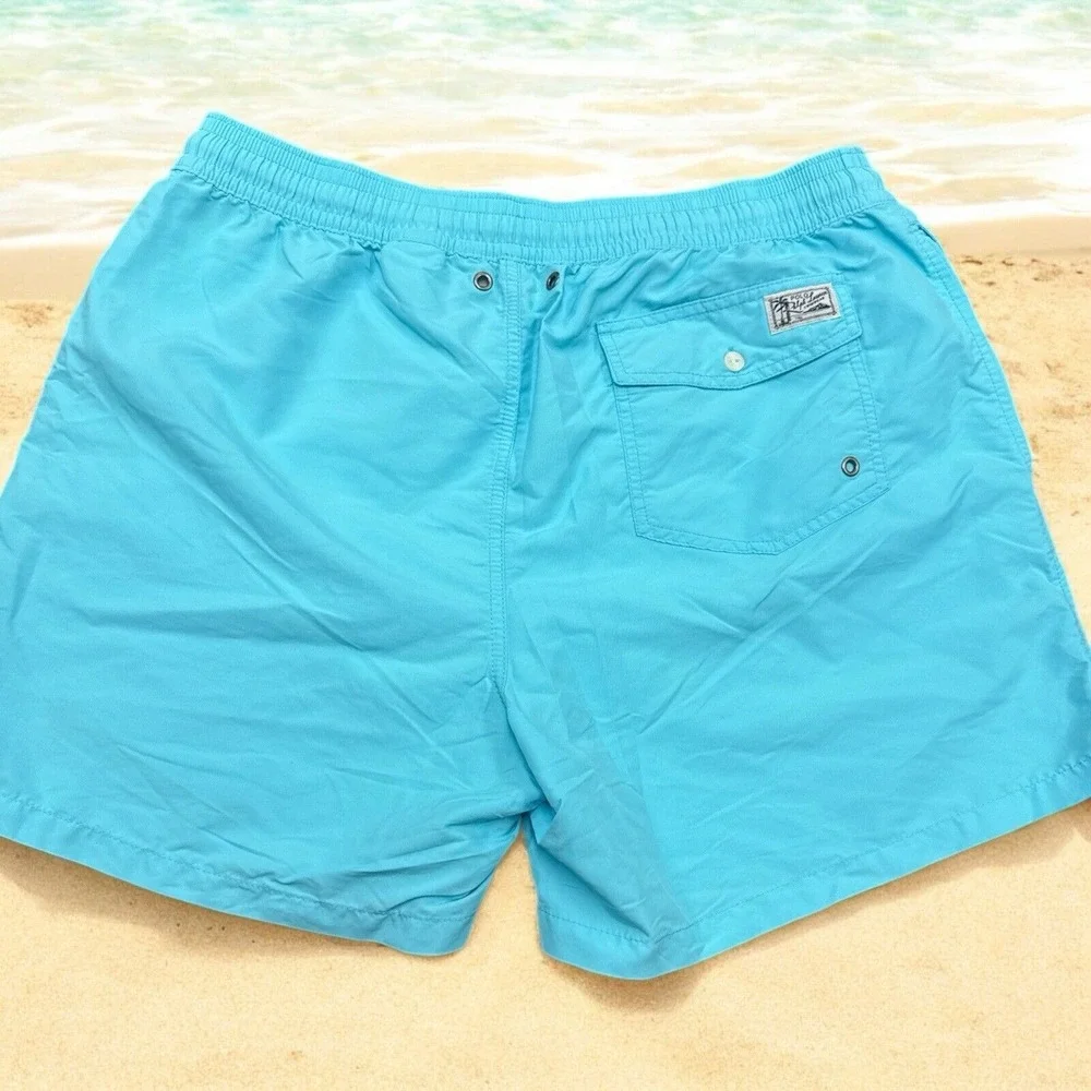 🔥Polo‎ Ralph 🔥Lauren Xl-T Aqua Blue Mens Drawstring Swimtrunks Short Big Tall